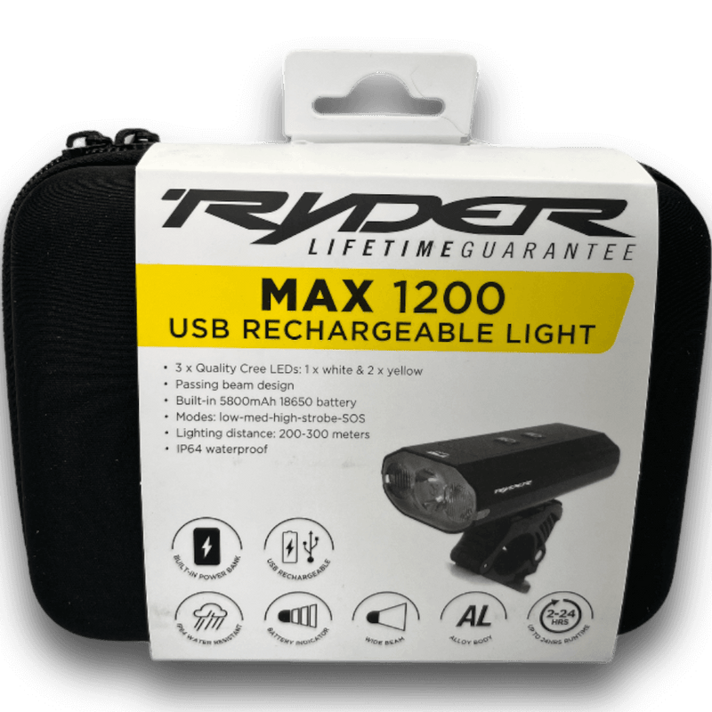 Load image into Gallery viewer, Ryder Max 1200 Lumen Front Light - Bike Lights for Night Riding
